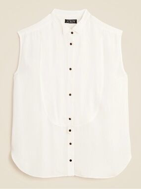 NWT - J. Crew Jules Sleeveless Tuxedo Top - White - Size US2